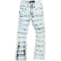 Kids Slim Fit Frayed Taped Trim Denim In Bleach