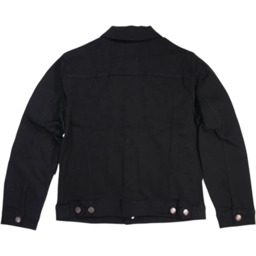 Distressed Basic Denim Jacket In Black