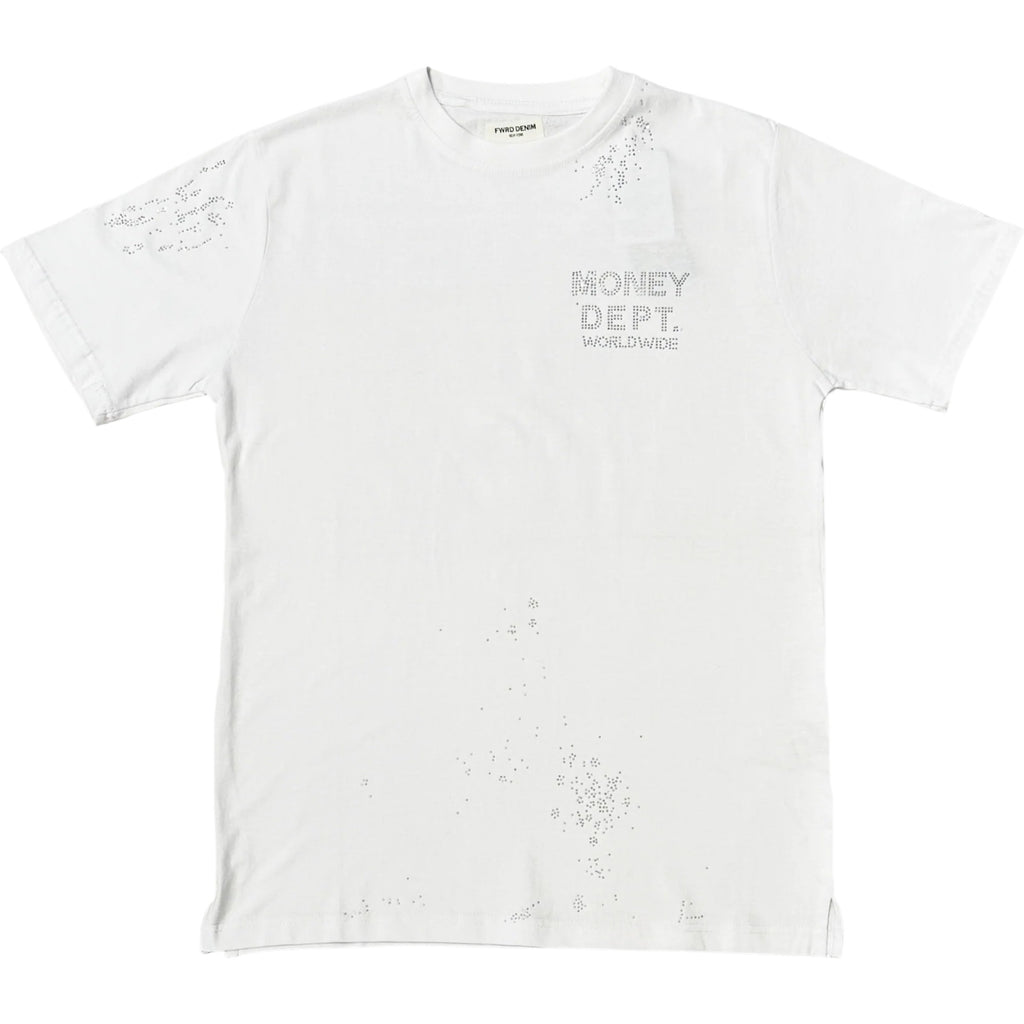 FWRD Kids 'Money Dept' T-Shirt (White) FW-180733K White t-shirt with text on a white background