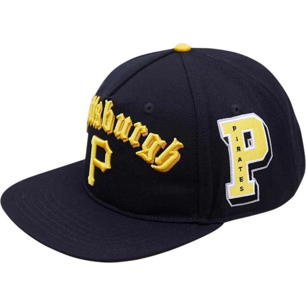 Pittsburgh Pirates Old English Snapback Hat In Black
