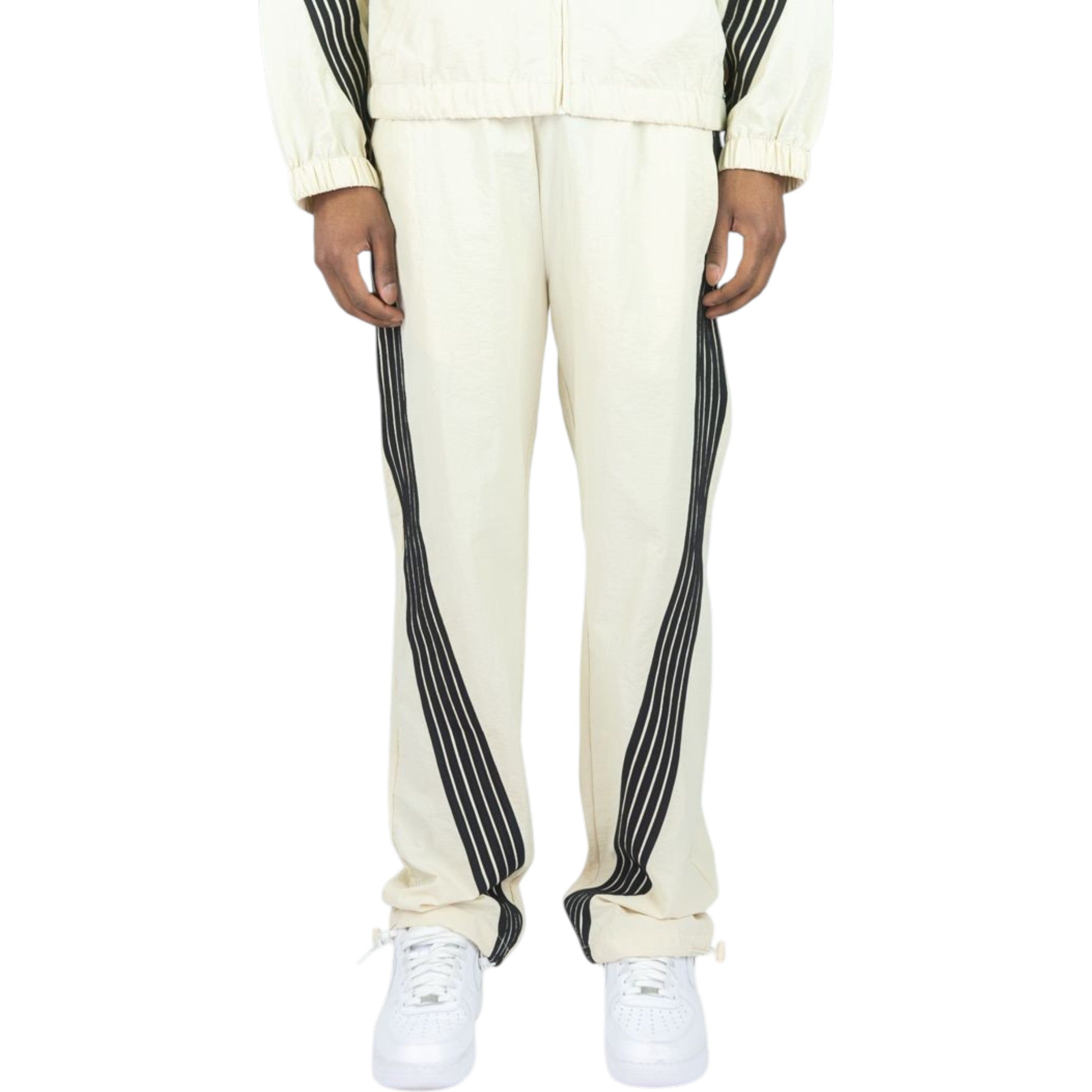 Men's Bent Stripes Nylon Sweatpants In Cream