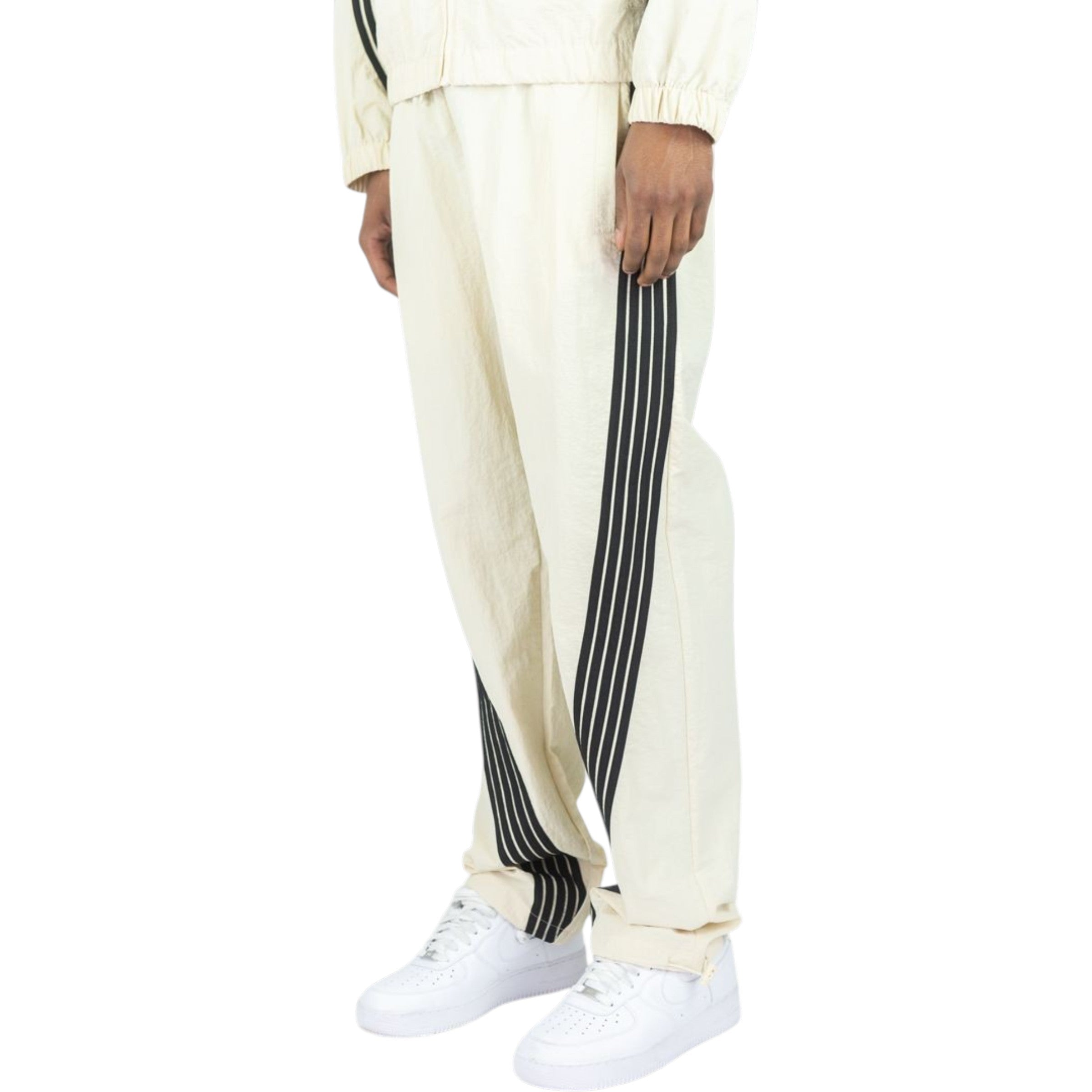 Men's Bent Stripes Nylon Sweatpants In Cream
