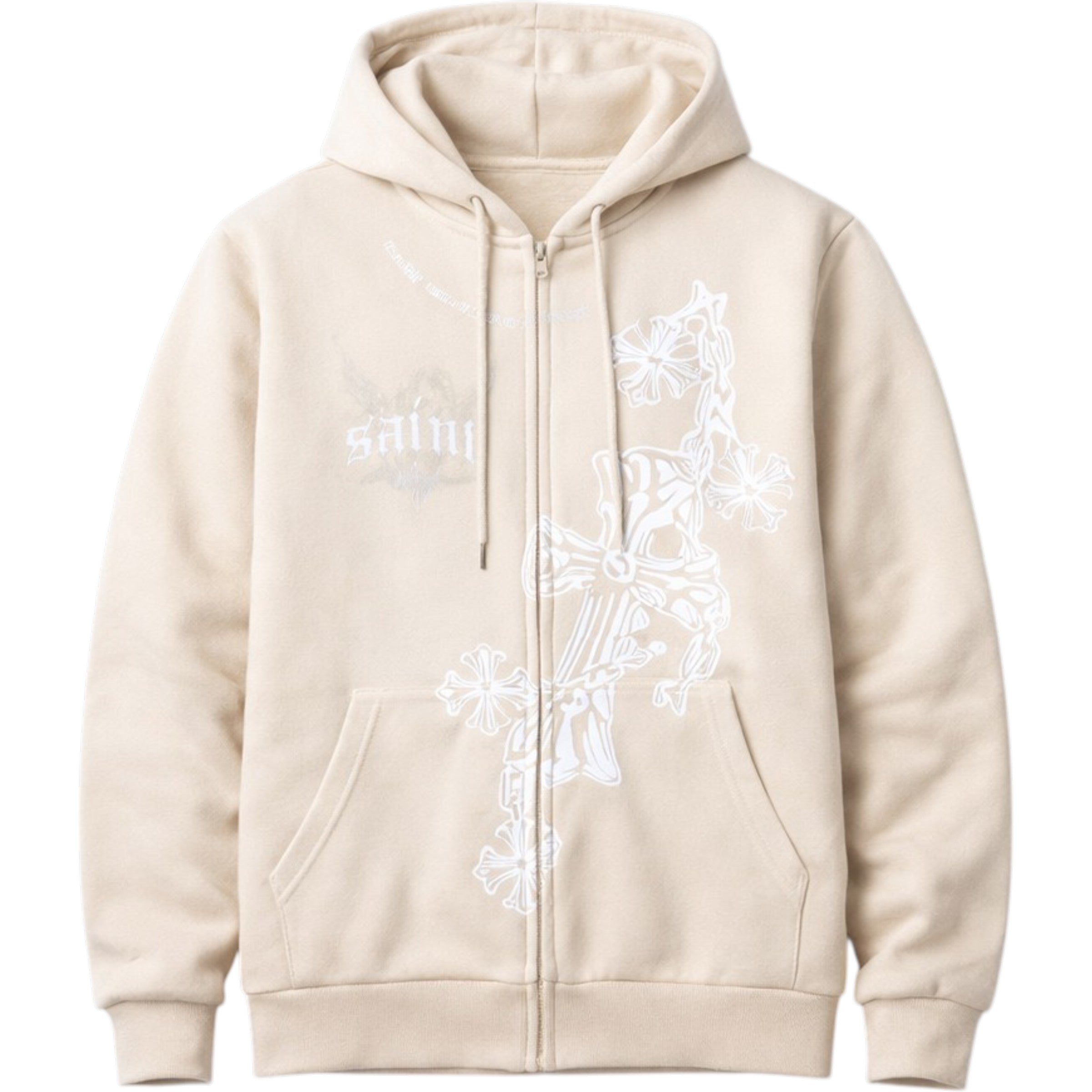 Men's Zip Fleece Hoodie Every Saint Has a Past In Khaki