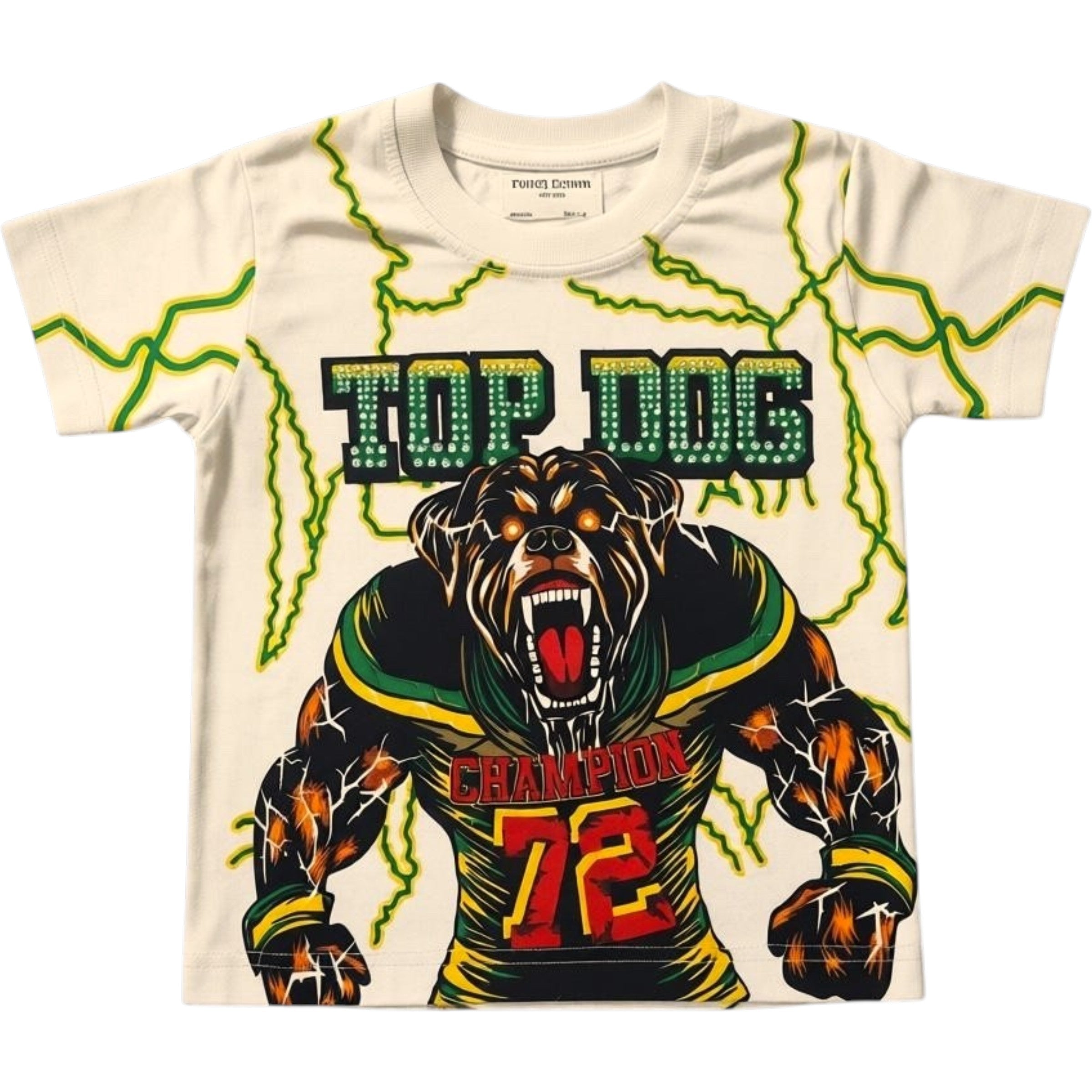 Kids Top Dog Rhinestone Jersey Tee In Cream