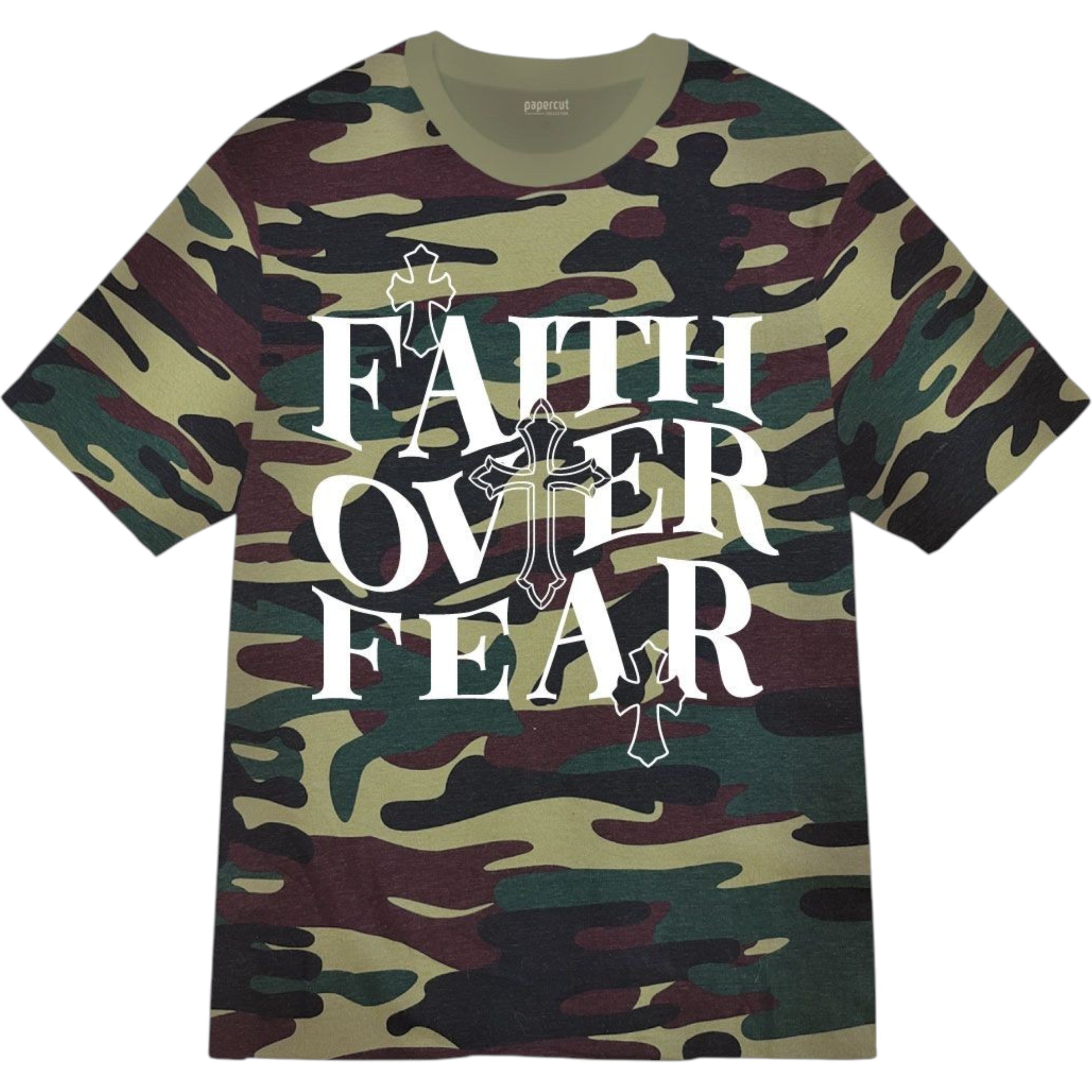 Men's Faith Over Fear Tee In Green Camo