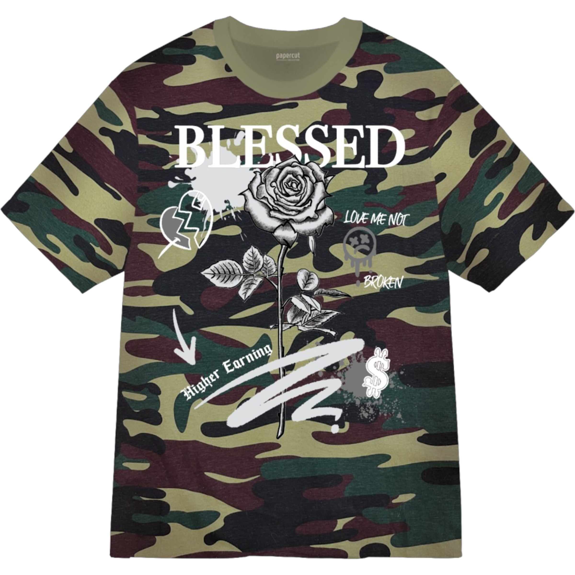Men's Blessed Rose Tee In Green Camo