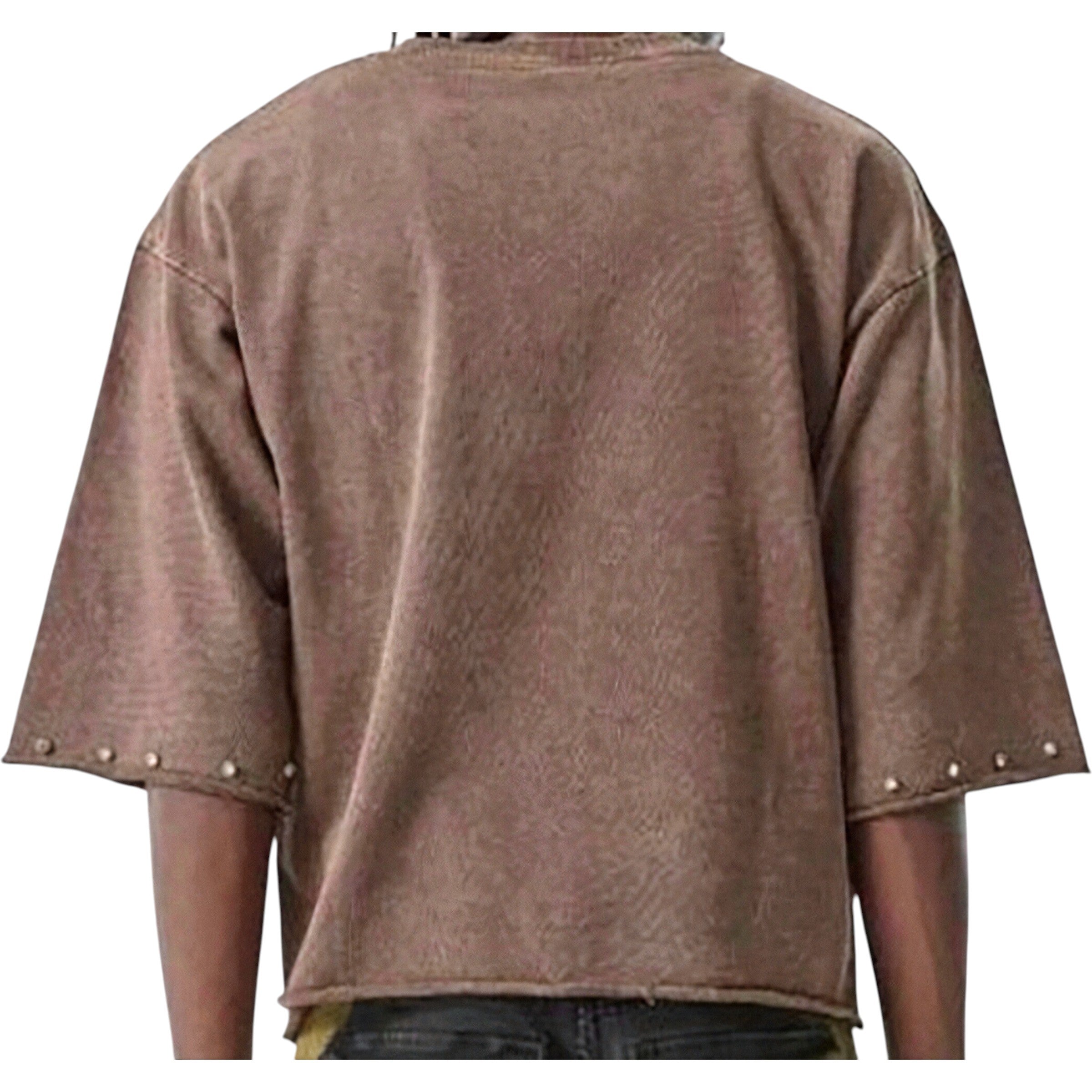 No Risk No Reward Cropped Terry Tee With Rhinestones In Brown