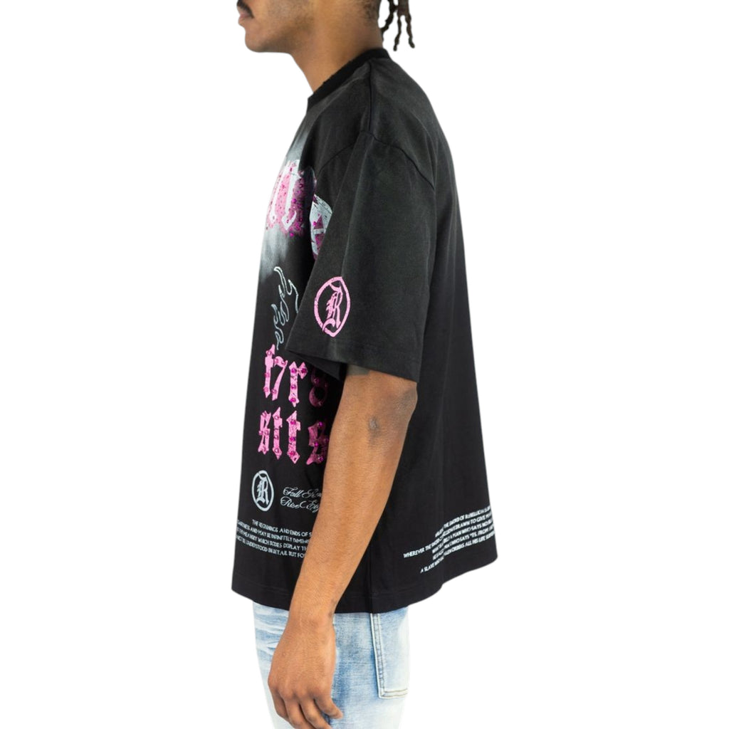 Forever Cropped Tee With Rhinestones In Black