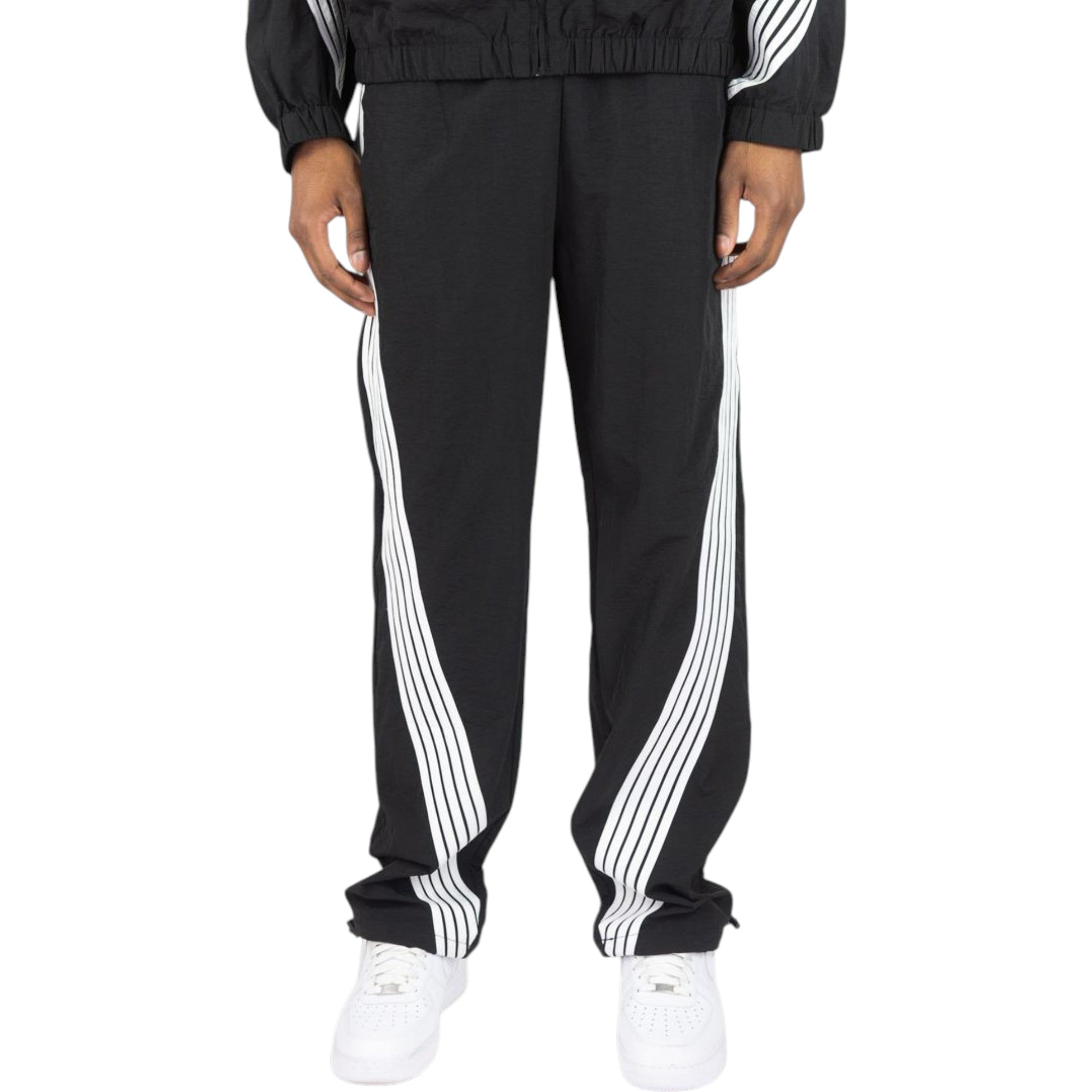 Men's Bent Stripes Nylon Sweatpants In Black