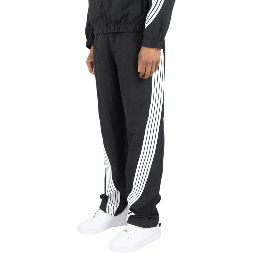 Men's Bent Stripes Nylon Sweatpants In Black