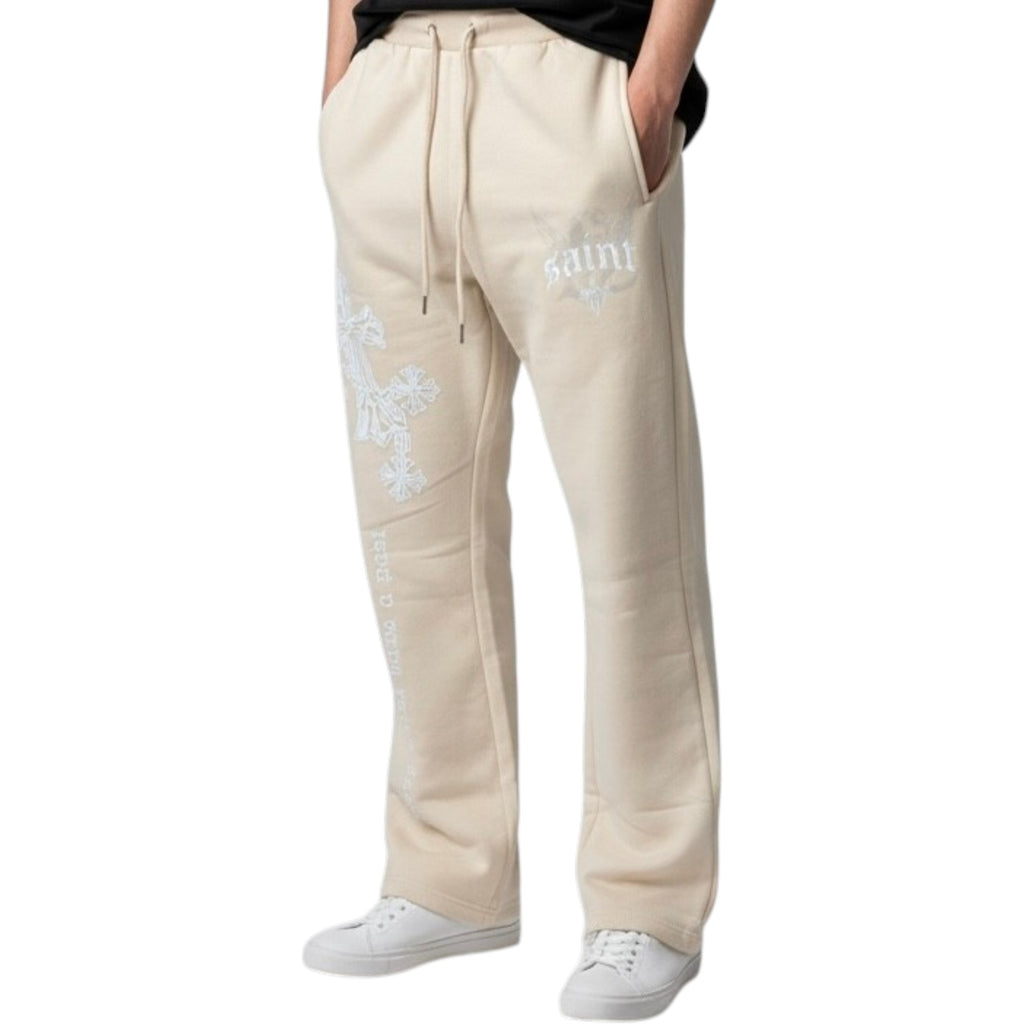 Men's Stacked Sweatpants Every Saint Has a Past In Khaki