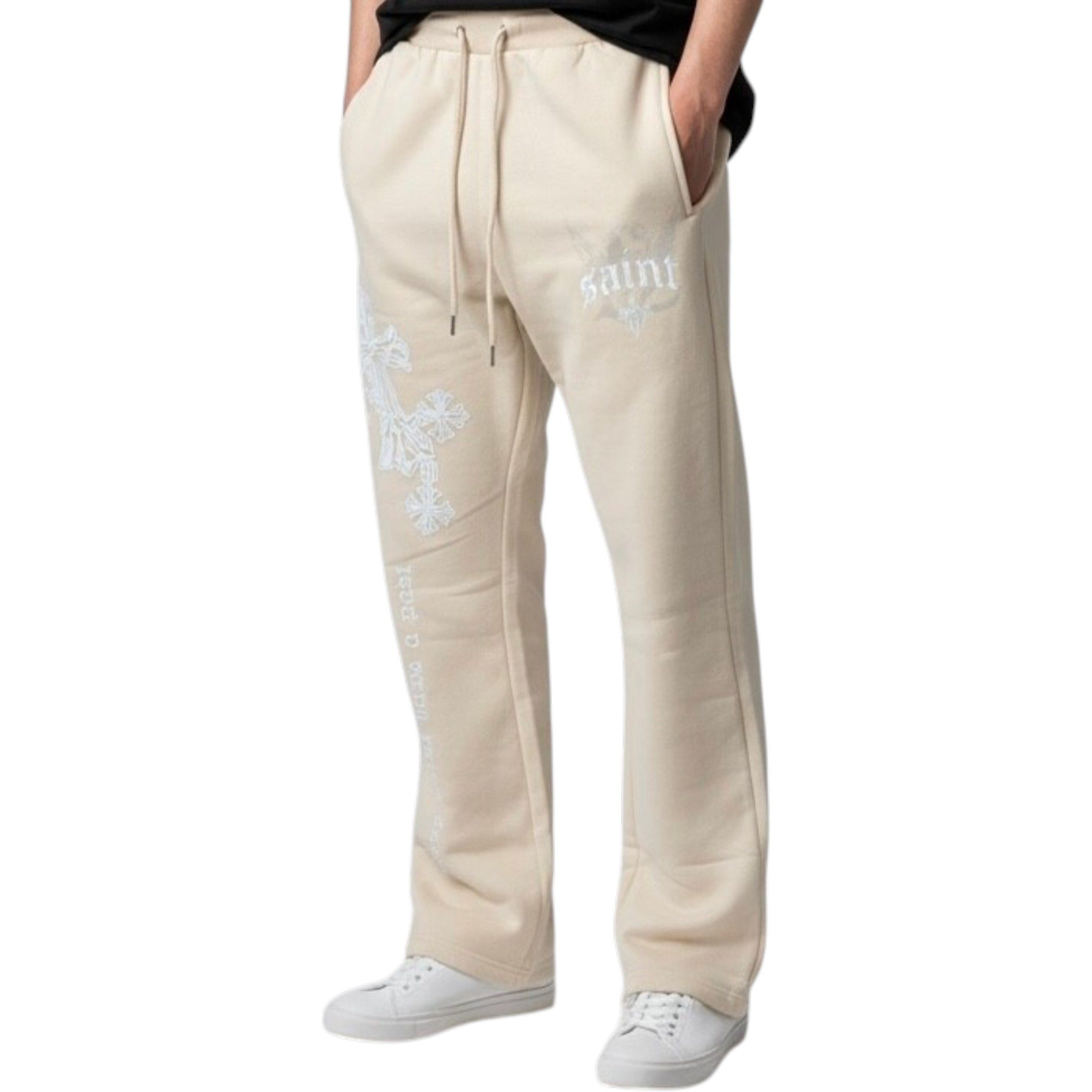 Men's Stacked Sweatpants Every Saint Has a Past In Khaki