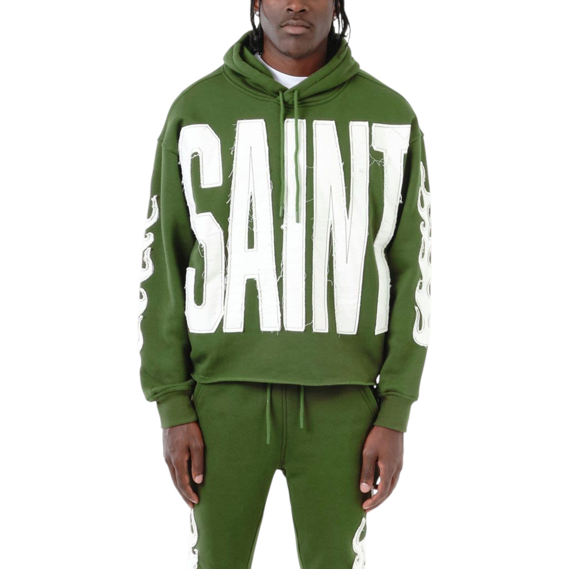 Men's Saint Cropped Hoodie In Olive