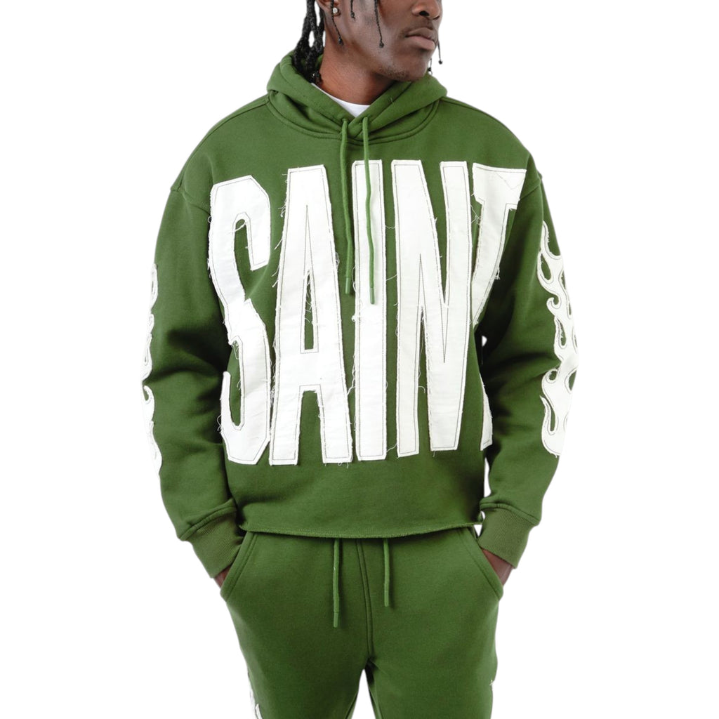Men's Saint Cropped Hoodie In Olive