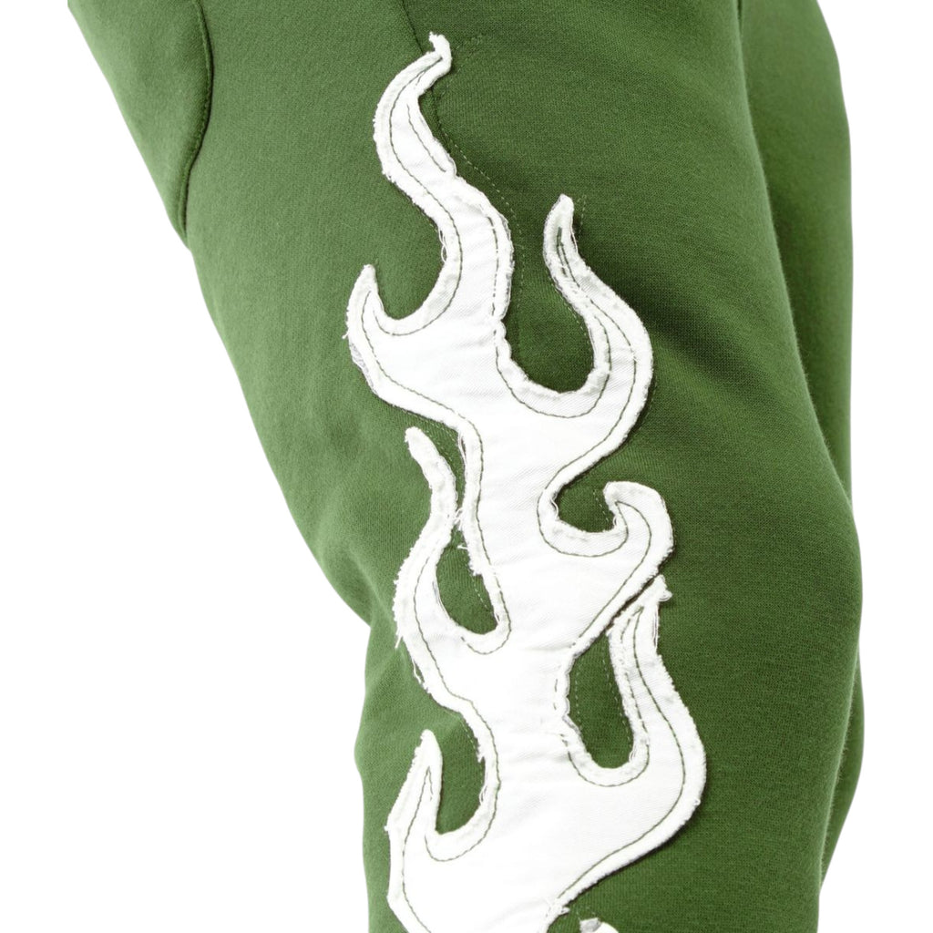 Men's Flame Stacked Sweatpants In Olive
