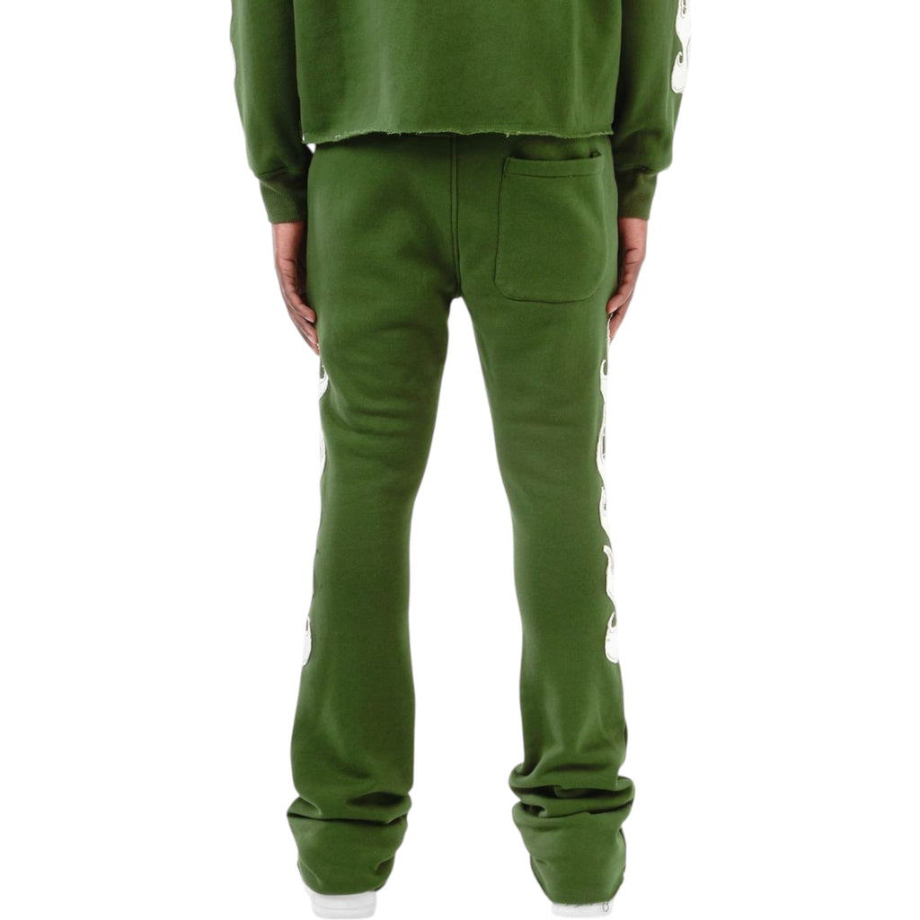 Men's Flame Stacked Sweatpants In Olive
