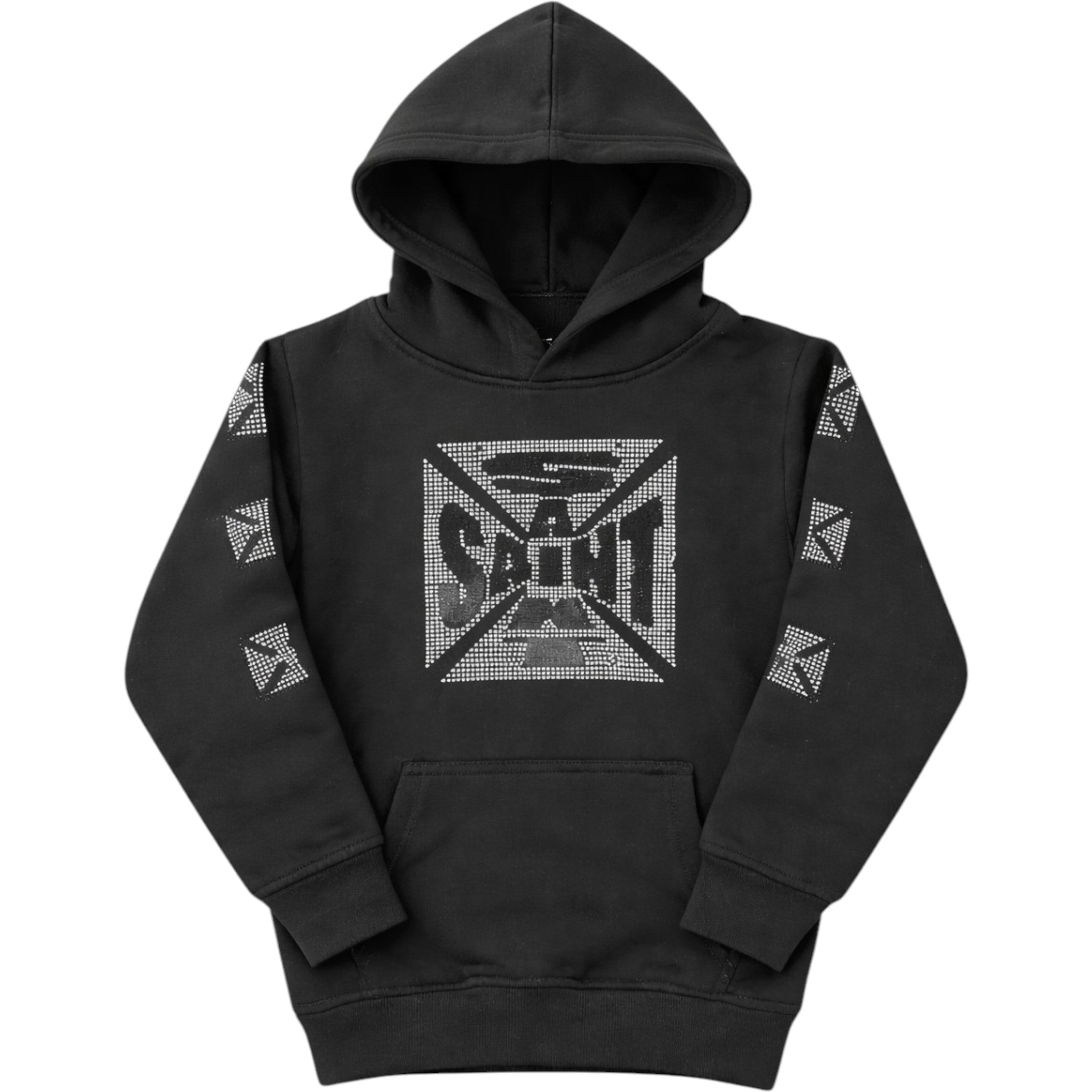 Kids Saint Cross Rhinestone Hoodie In Black