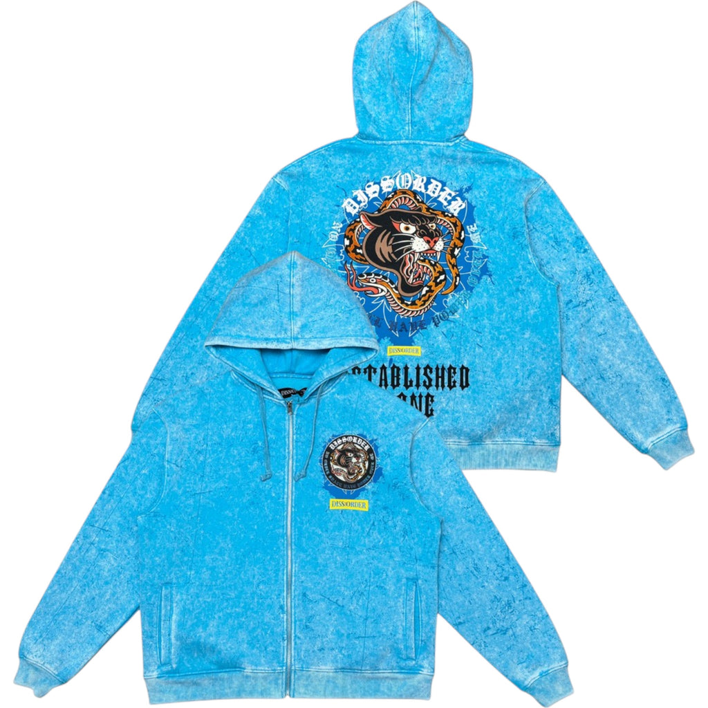 Men's  Zip Fleece Hoodie Established Alone In Aqua