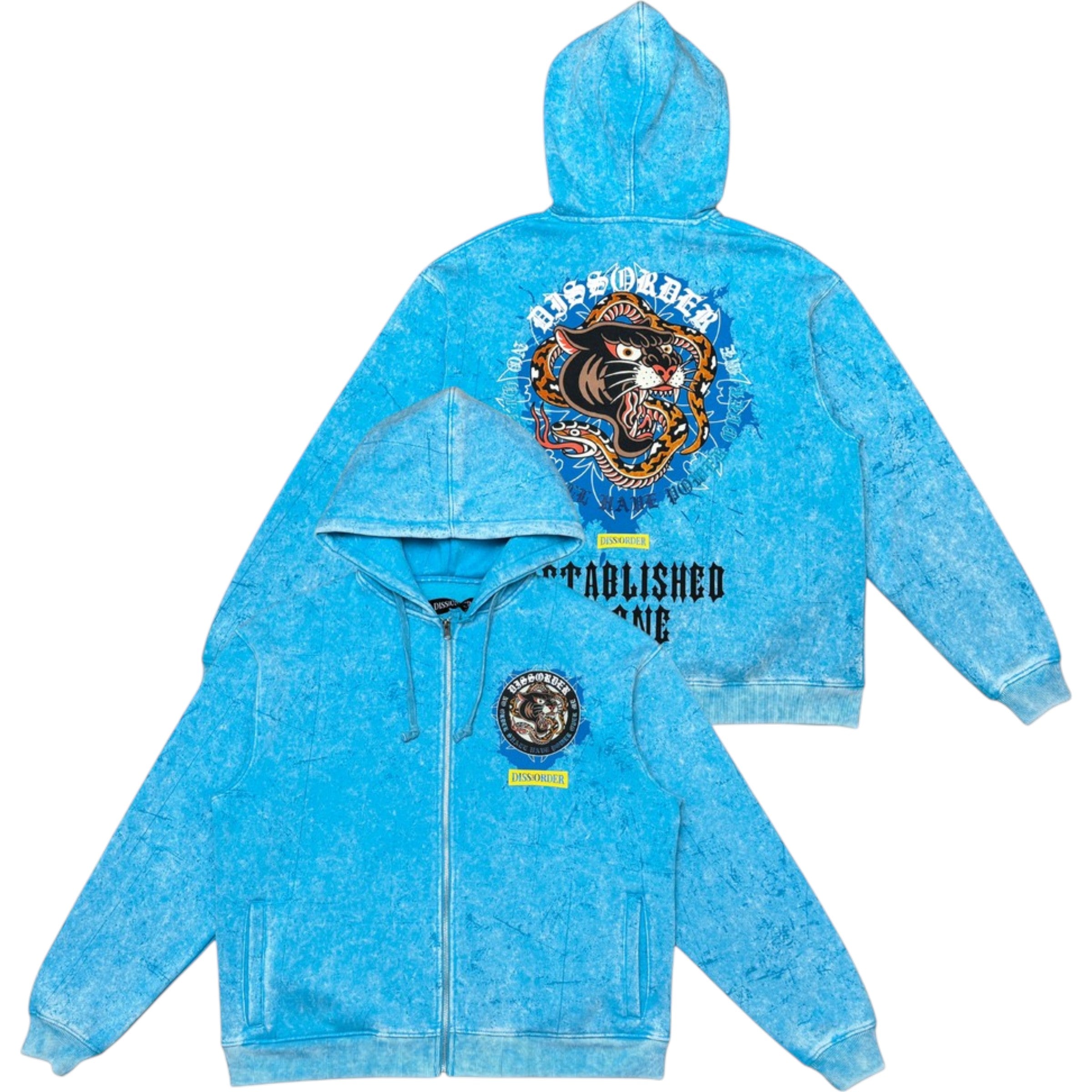 Men's  Zip Fleece Hoodie Established Alone In Aqua