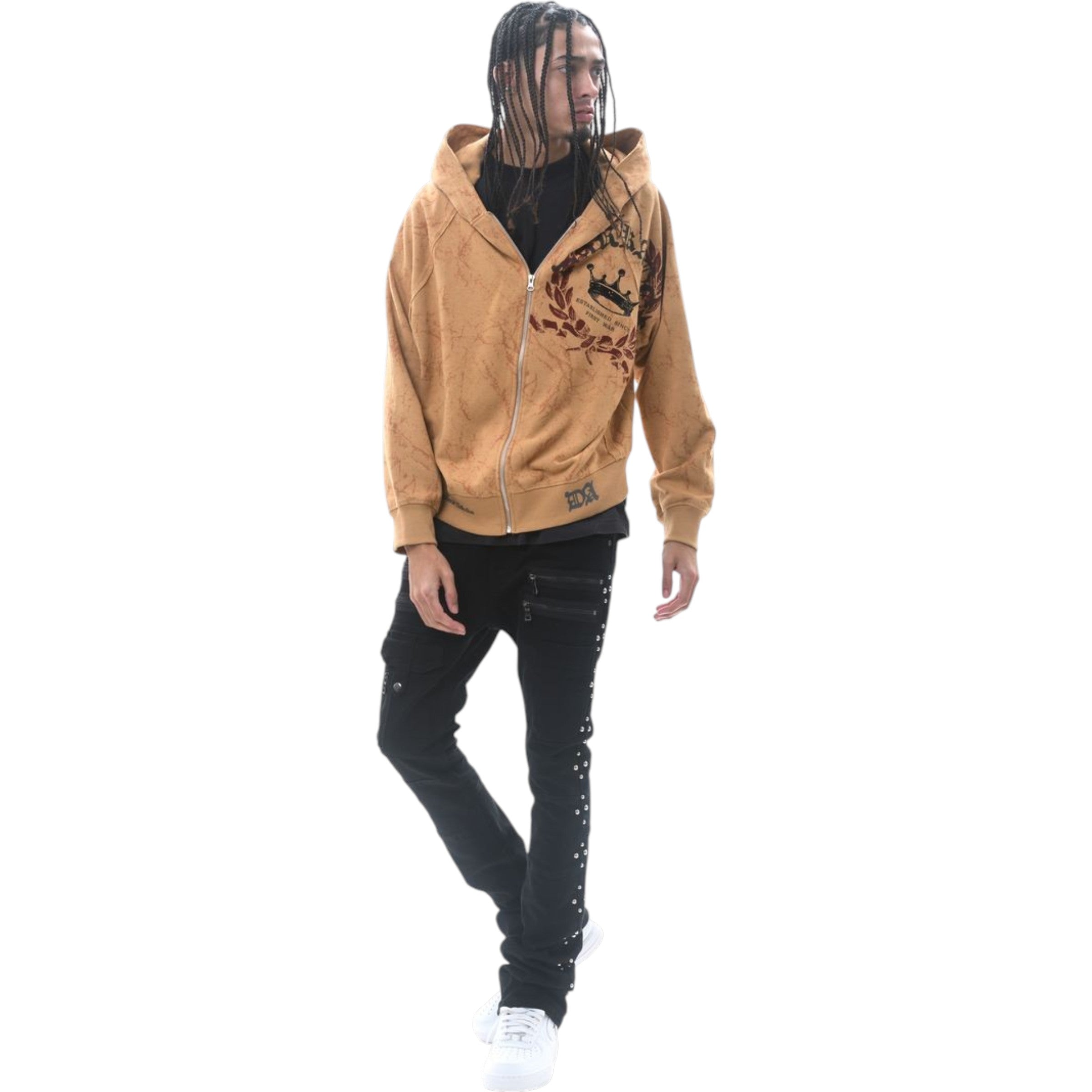 Men's  Zip Up Fleece Hoodie Loyalty Is Royalty In Timber