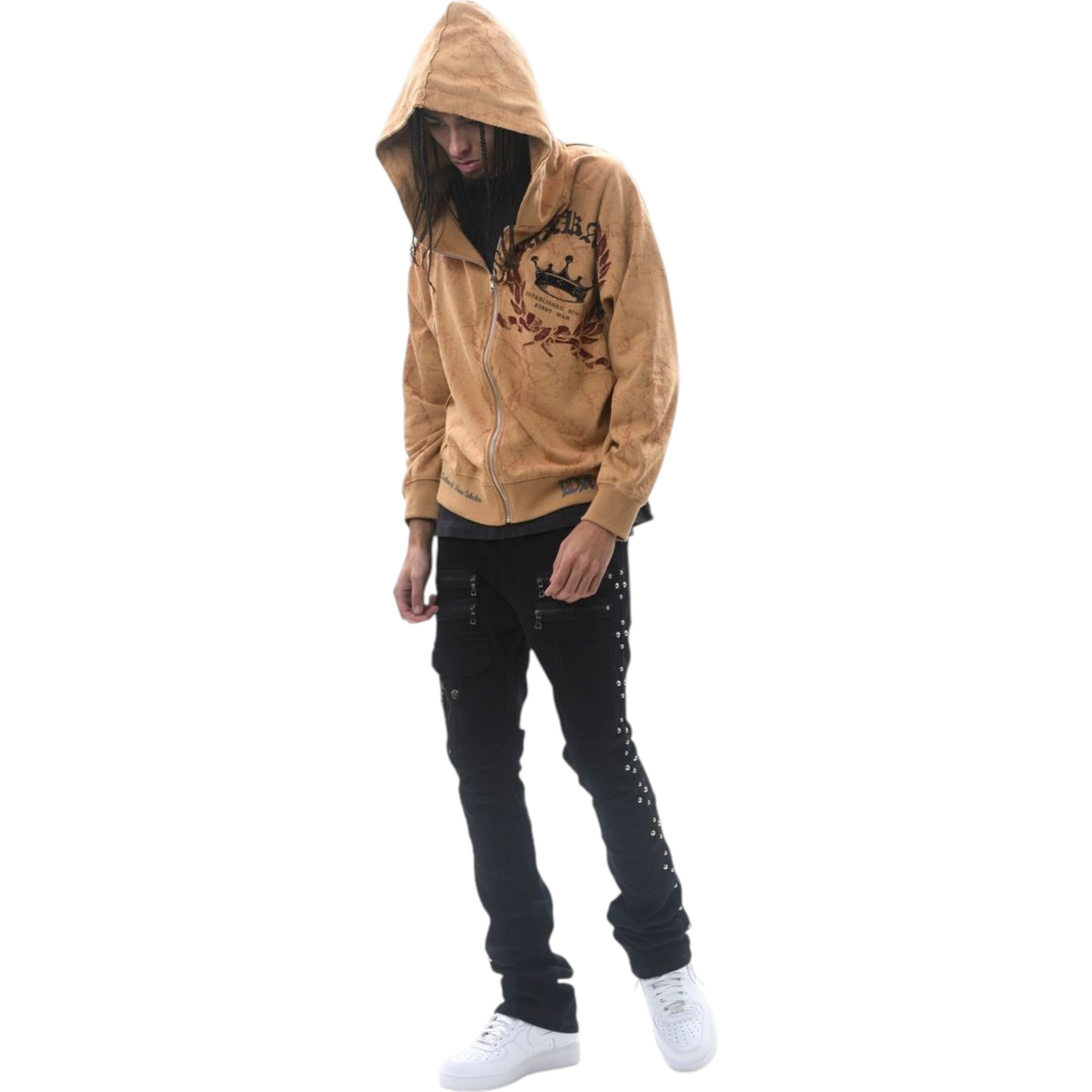Men's  Zip Up Fleece Hoodie Loyalty Is Royalty In Timber