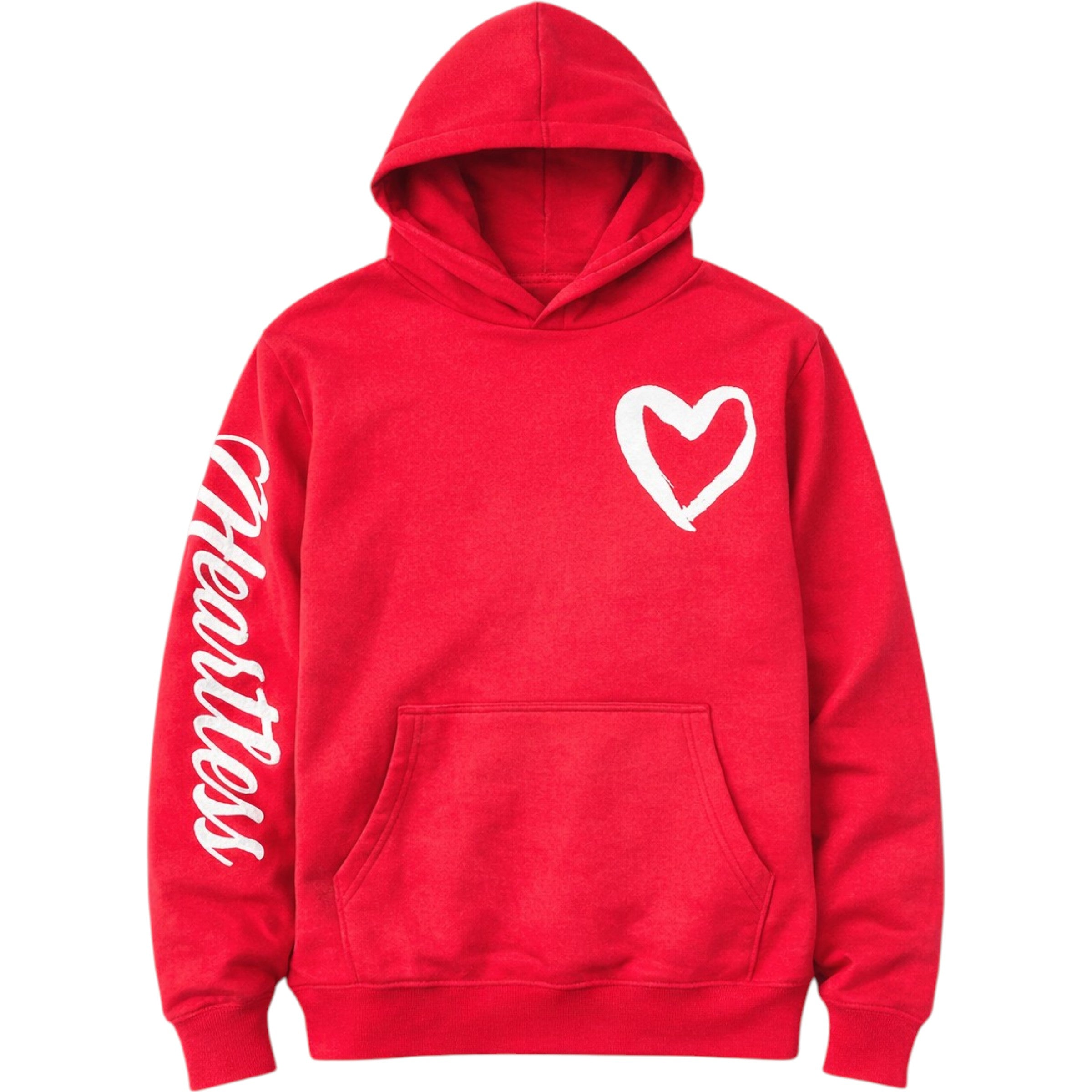 Men's Fleece Hoodie Heartless In Red