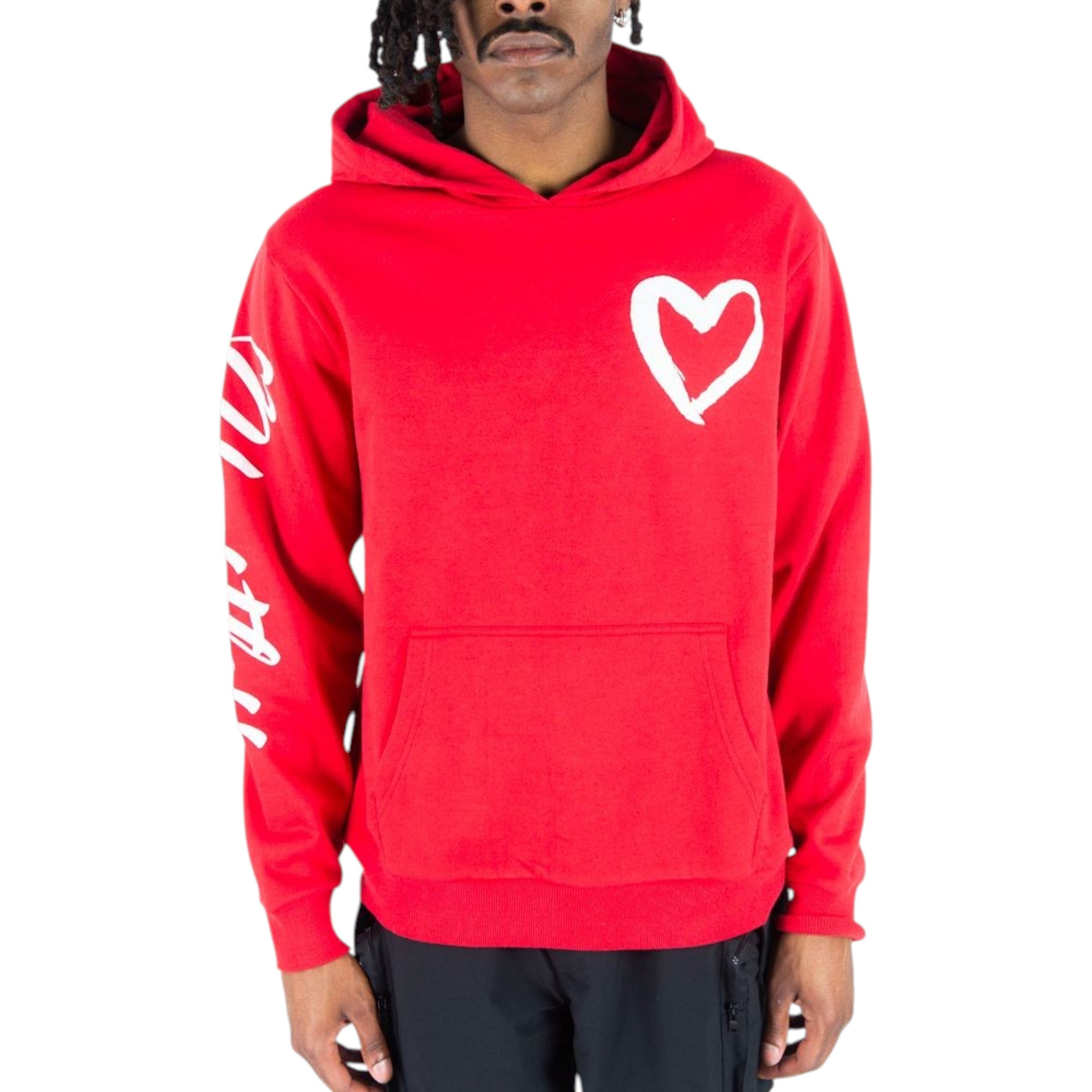 Men's Fleece Hoodie Heartless In Red
