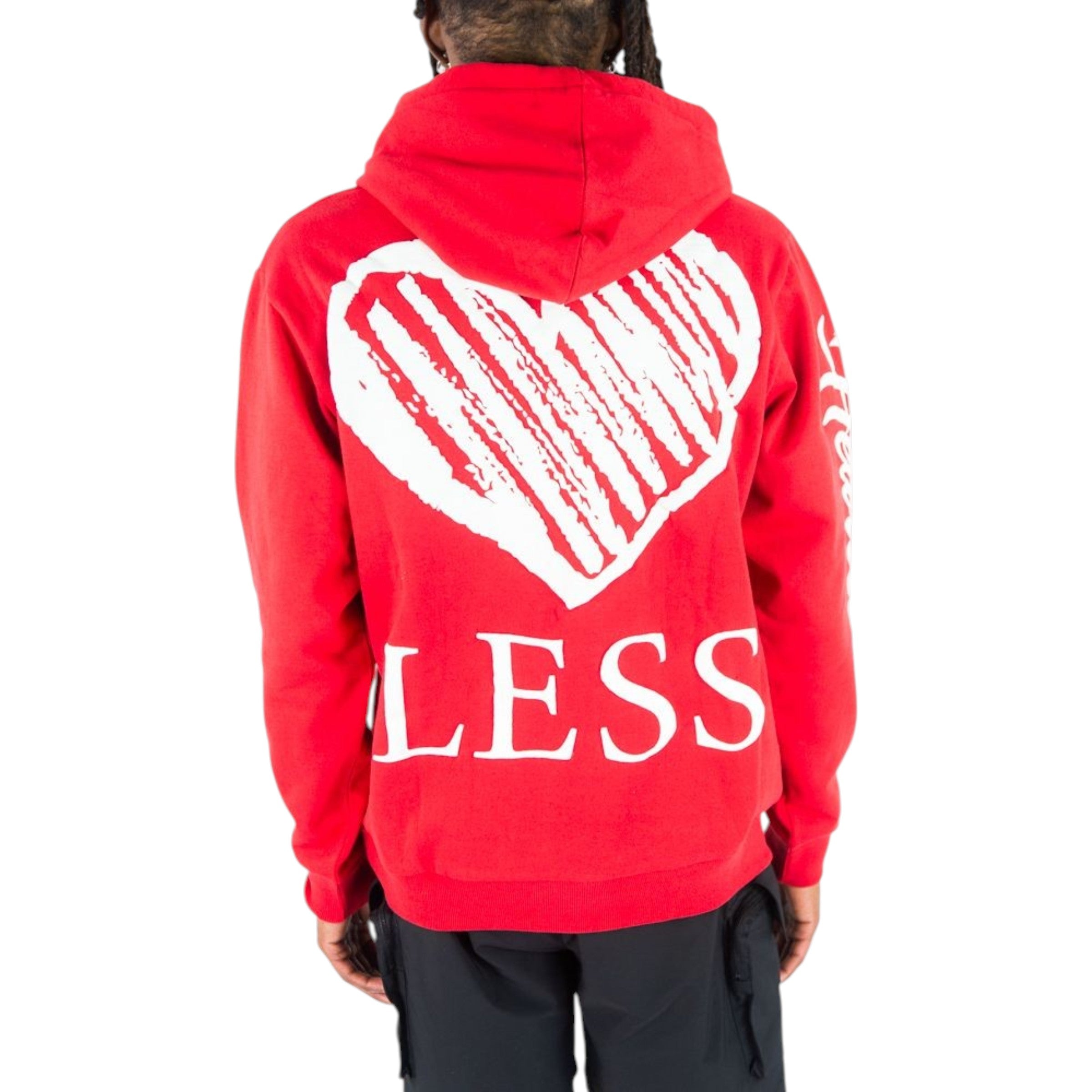 Men's Fleece Hoodie Heartless In Red