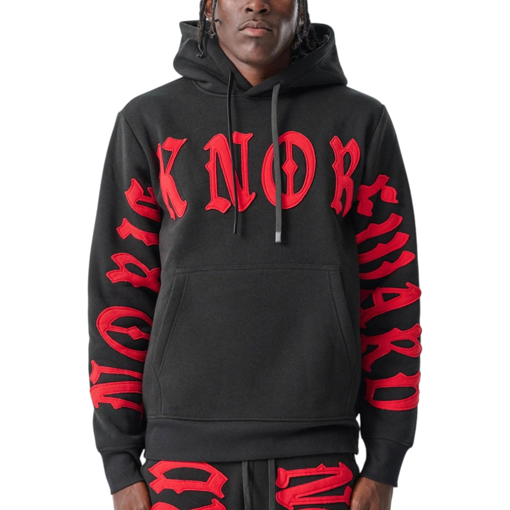 Men's Fleece Hoodie No Risk No Reward in Black and Red