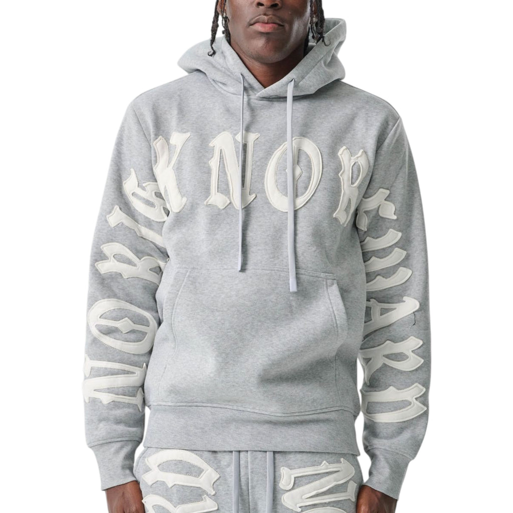 Men's Fleece Hoodie No Risk No Reward in Grey and White