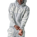 Men's Fleece Hoodie No Risk No Reward in Grey and White
