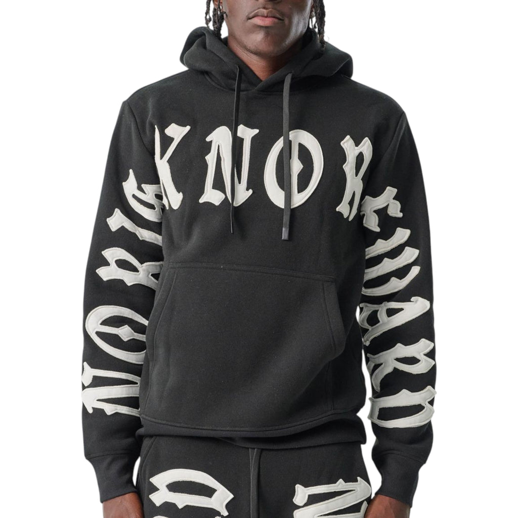 Men's Fleece Hoodie No Risk No Reward in Black and White