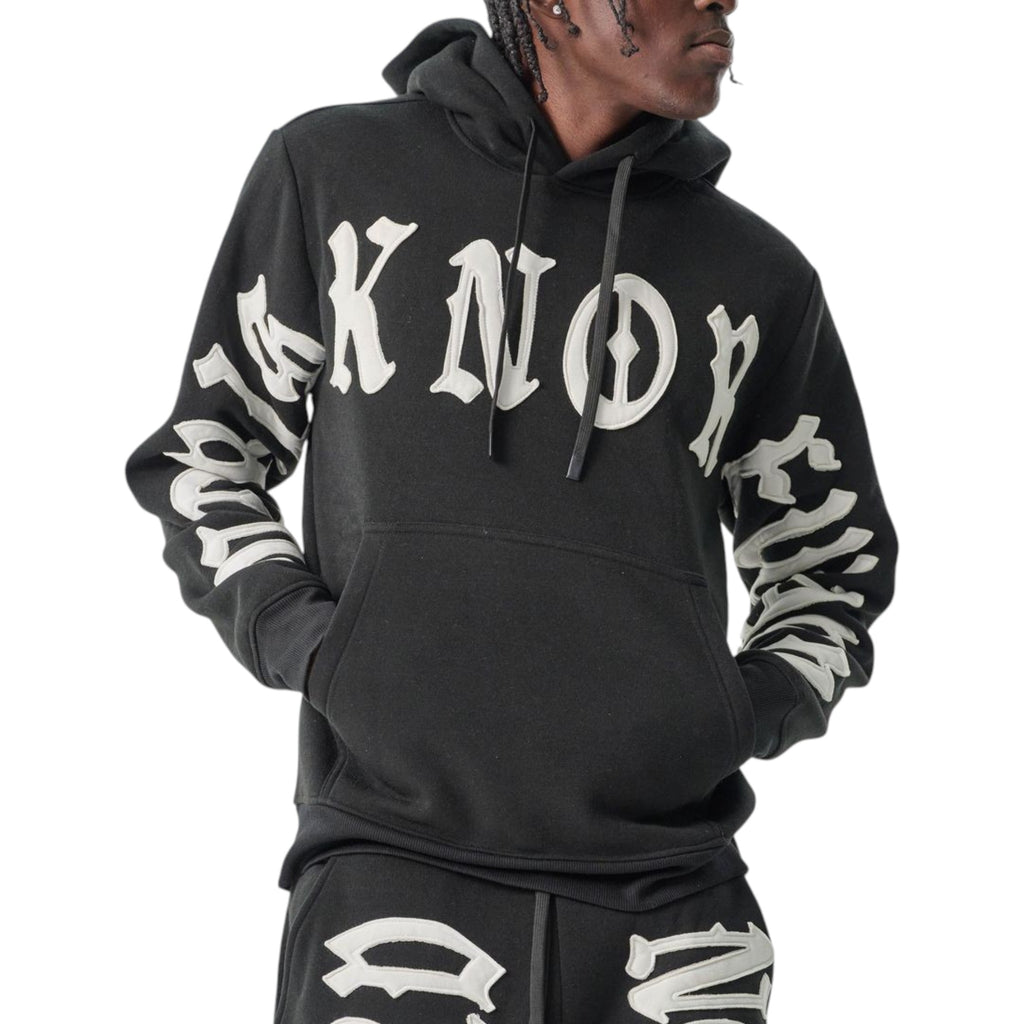 Men's Fleece Hoodie No Risk No Reward in Black and White