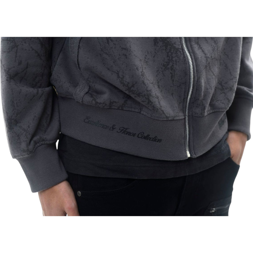 Men's Loyalty Is Royalty Zip Fleece Hoodie In Dark Grey