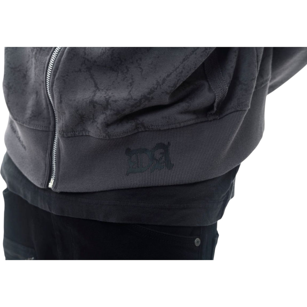 Men's Loyalty Is Royalty Zip Fleece Hoodie In Dark Grey