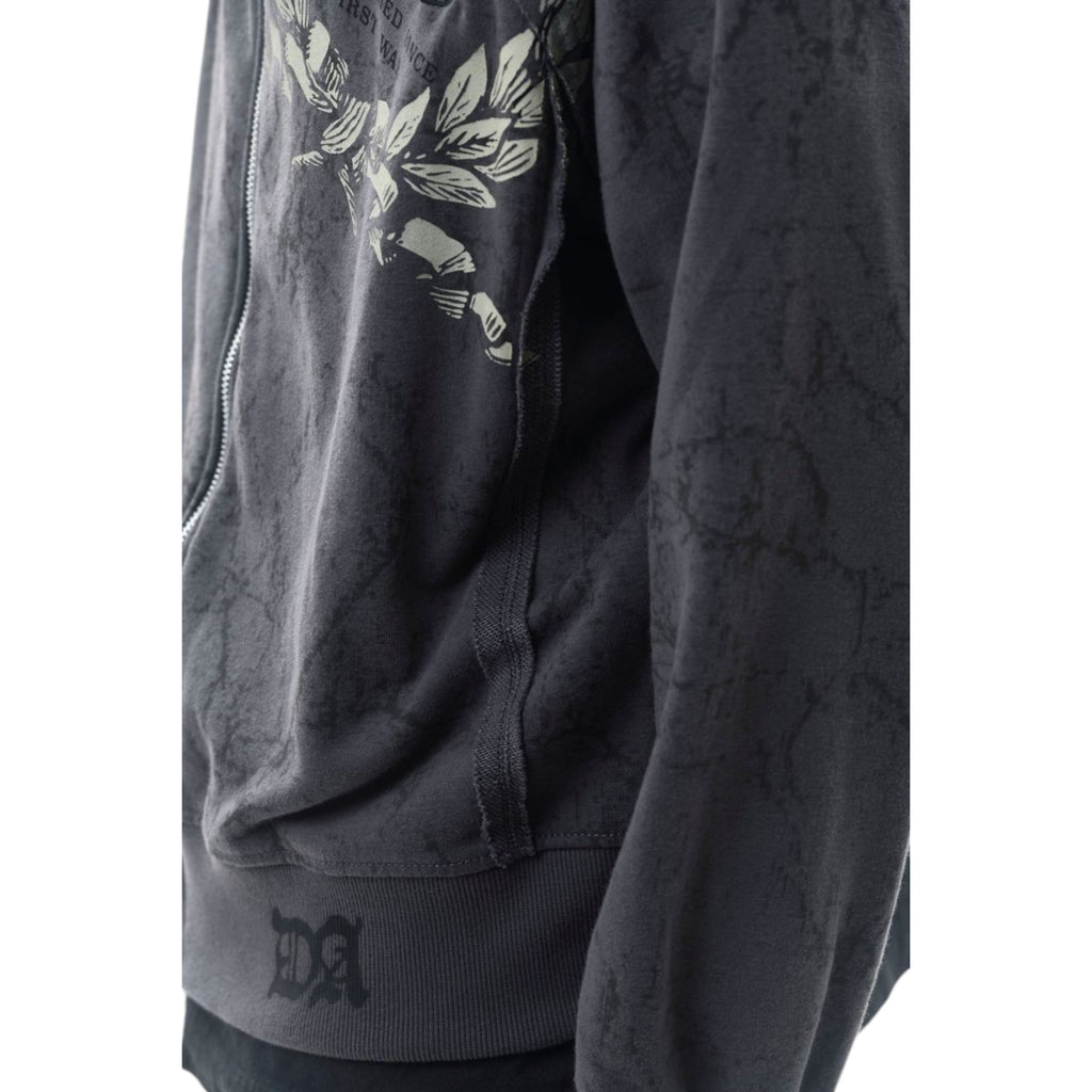 Men's Loyalty Is Royalty Zip Fleece Hoodie In Dark Grey