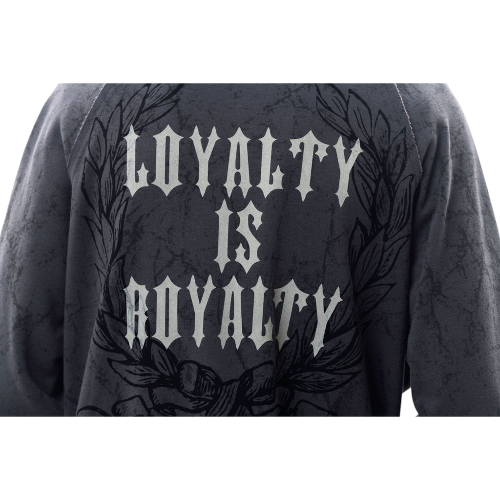 Men's Loyalty Is Royalty Zip Fleece Hoodie In Dark Grey