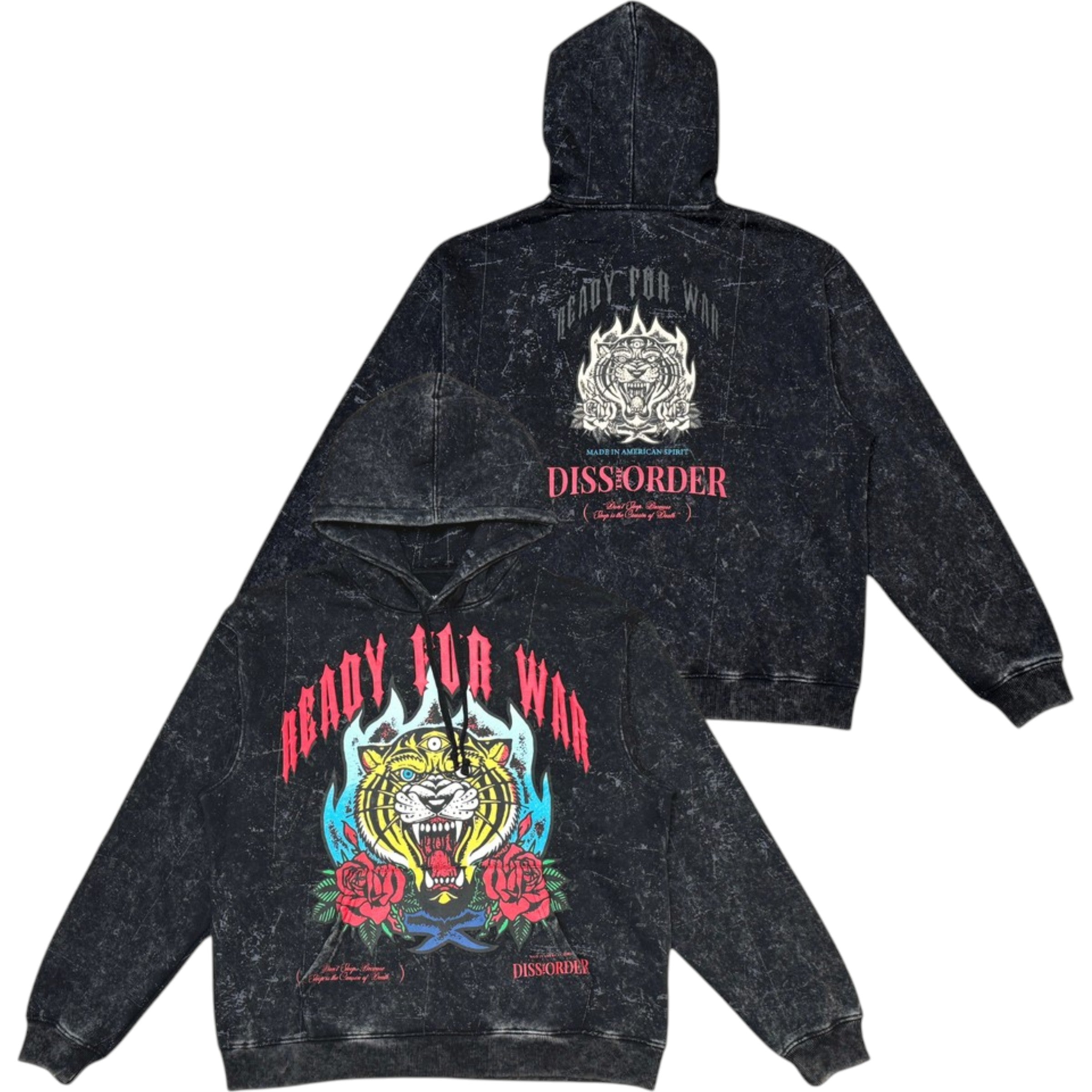 Men's  Fleece Hoodie Ready For War In Black