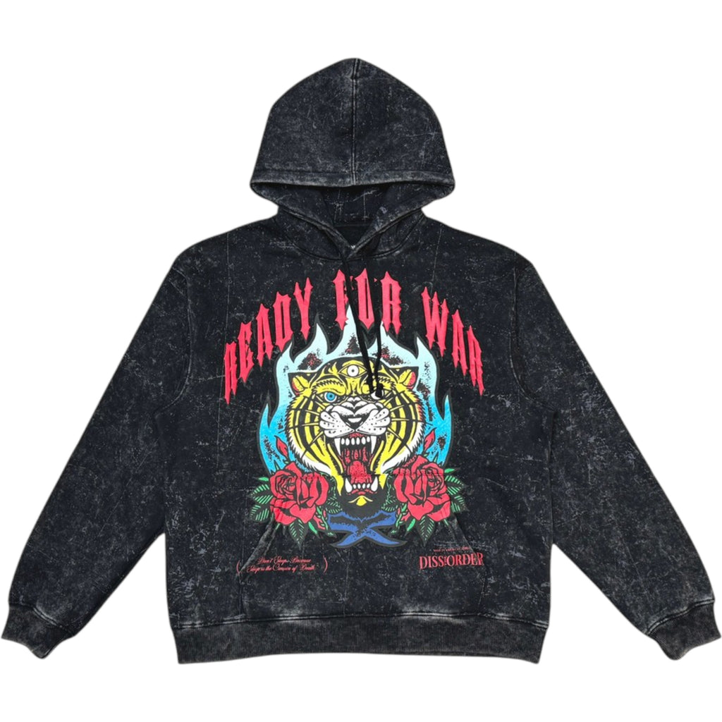 Men's  Fleece Hoodie Ready For War In Black