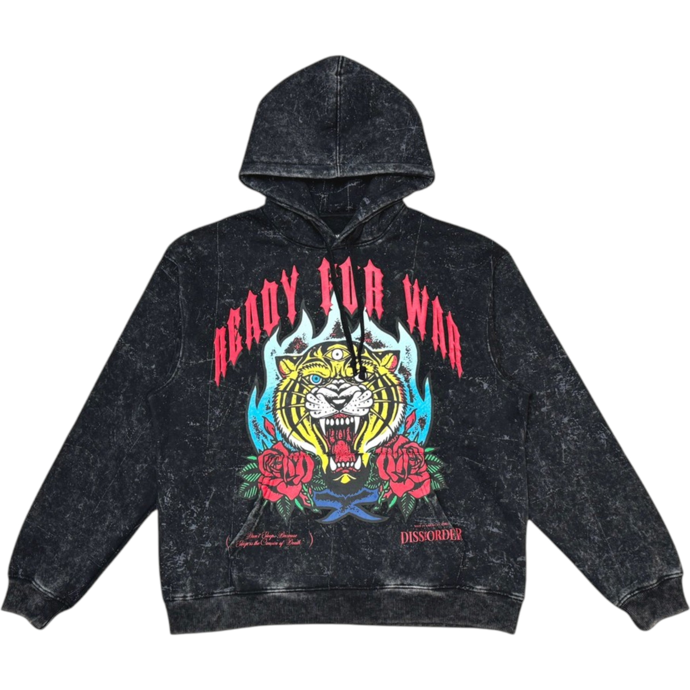 Men's  Fleece Hoodie Ready For War In Black