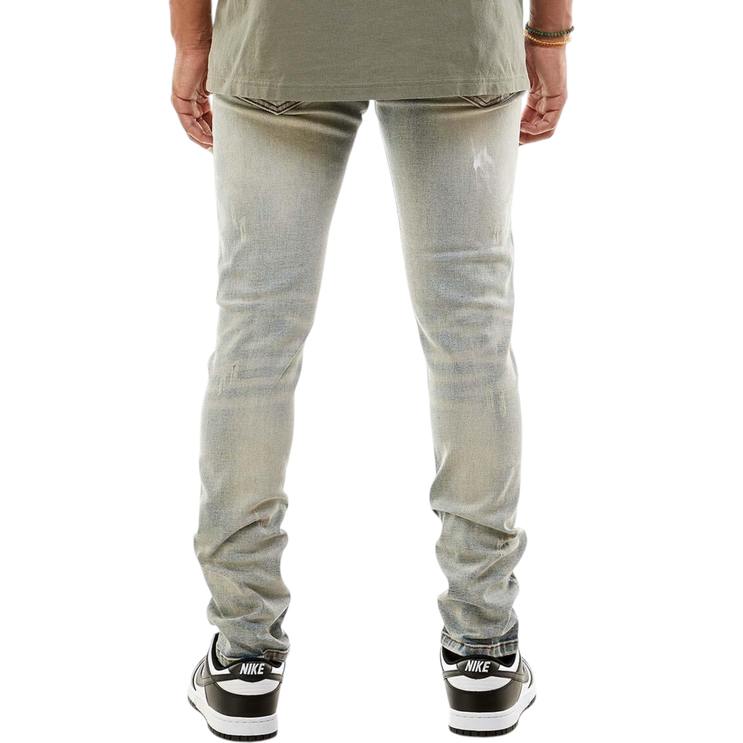 Men's Skinny Fit Plaid Denim In Blue