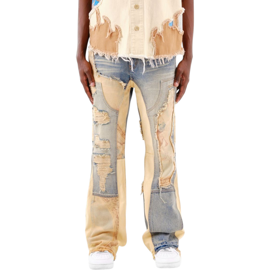 Men's Pure Flare Carpenter With Digital Print Denim In DTB