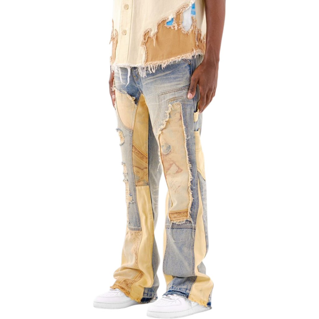 Men's Pure Flare Carpenter With Digital Print Denim In DTB