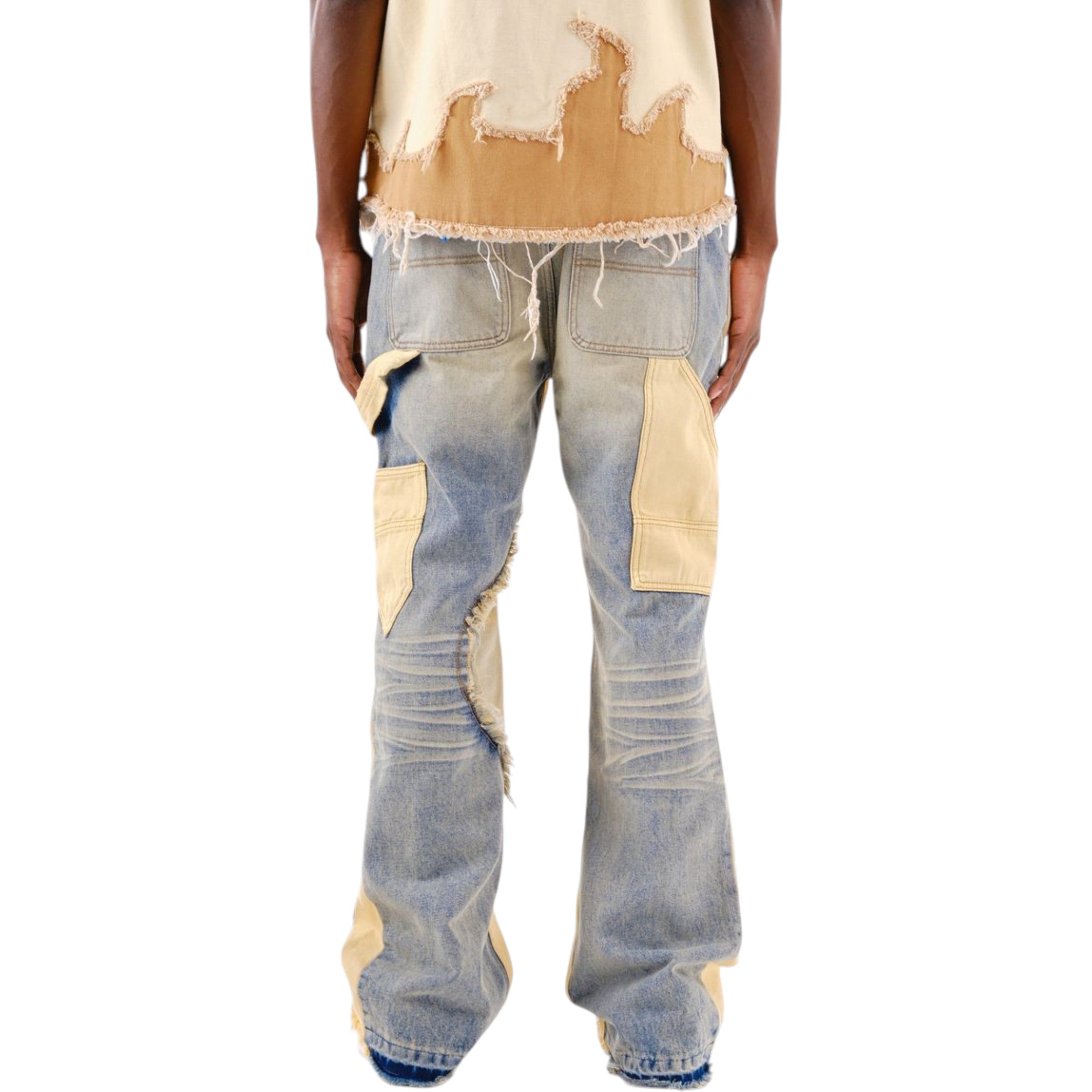 Men's Pure Flare Carpenter With Digital Print Denim In DTB