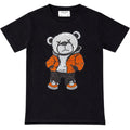 Kids Street Bear Rhinestone Tee In Black
