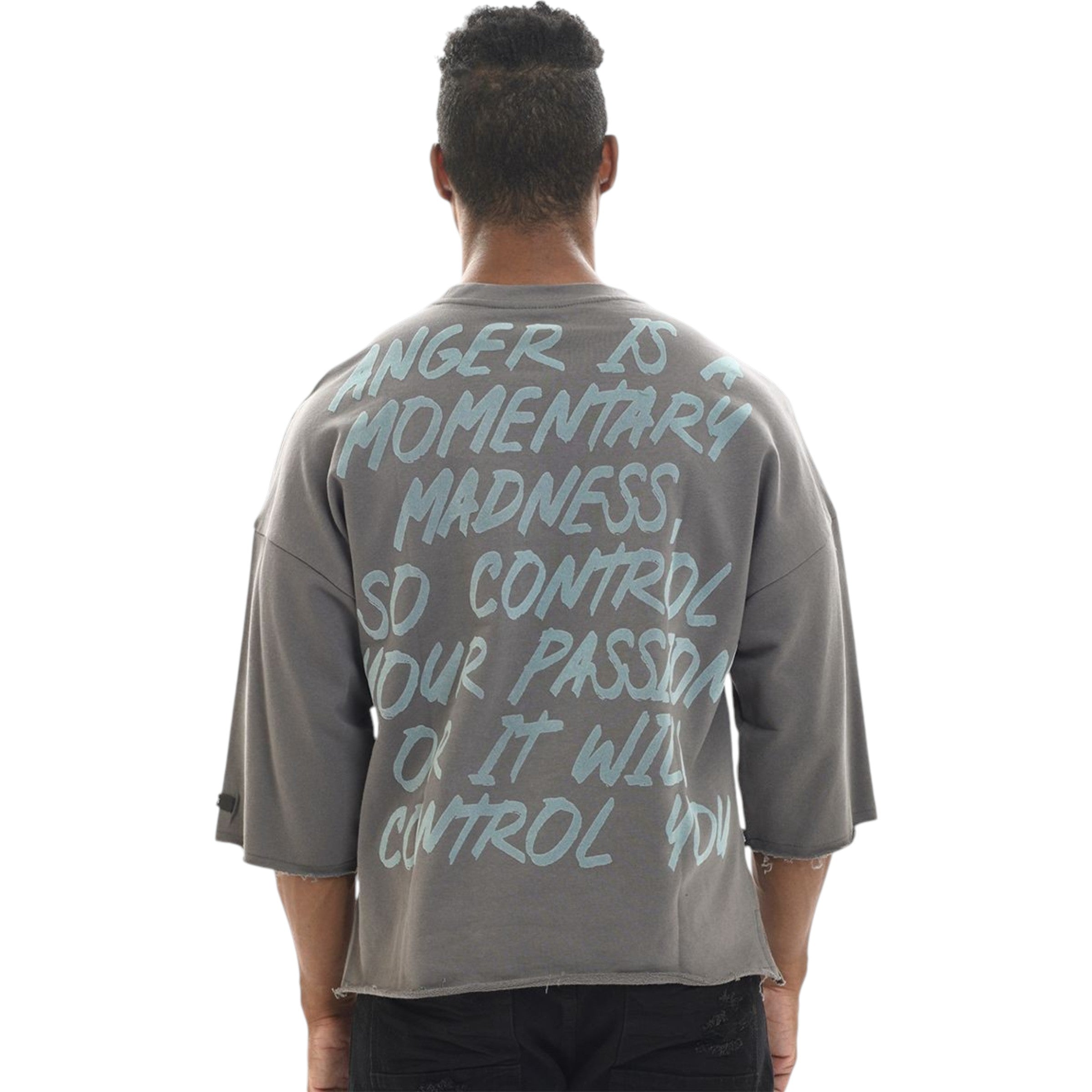 Madness Cropped Oversized Tee In Grey
