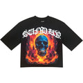 Eternal Flames Cropped Oversized Tee With Rhinestones In Black