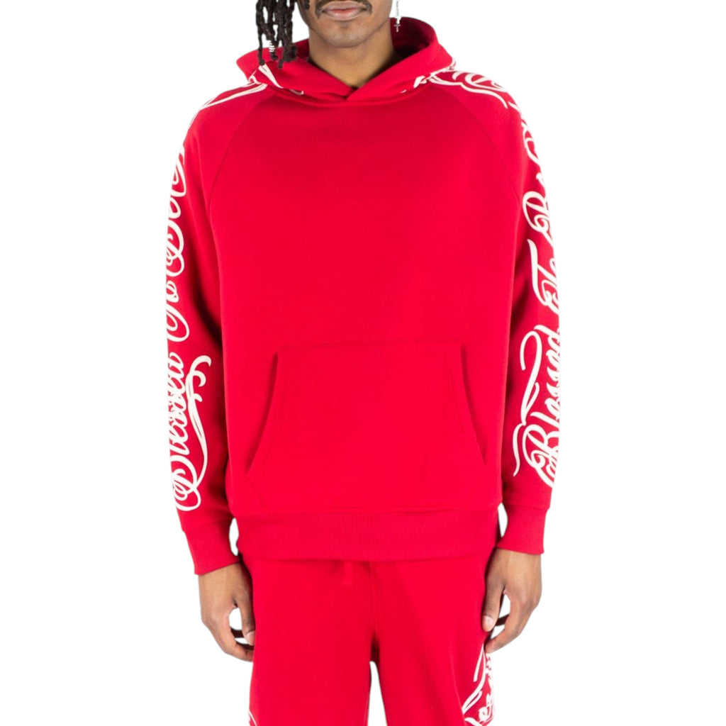Men's Fleece Hoodie Blessed In Red