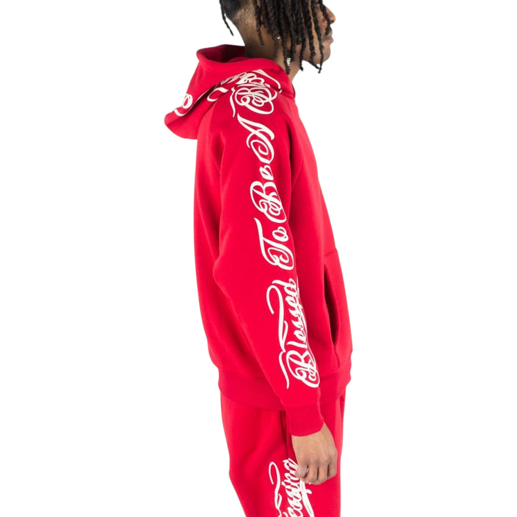 Men's Fleece Hoodie Blessed In Red