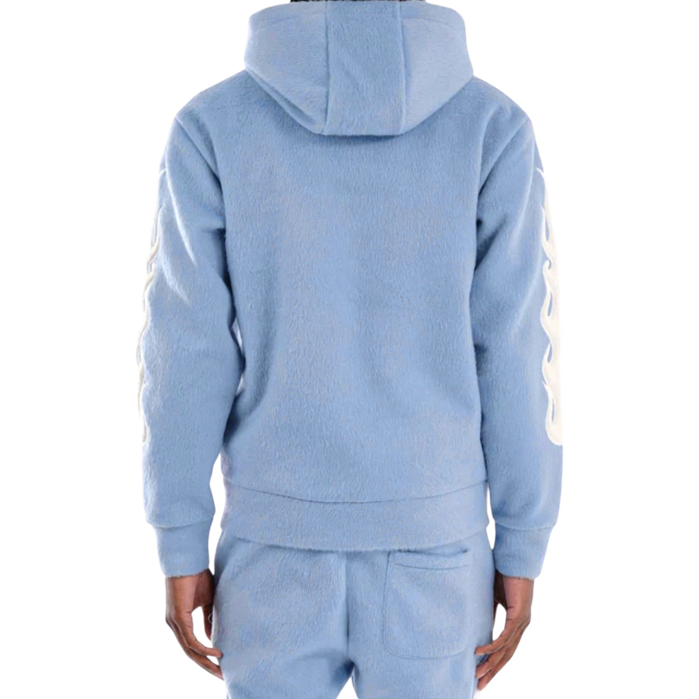 Men's  Zip Hoodie Saints Mohair Pearl Embroidery In Light Blue